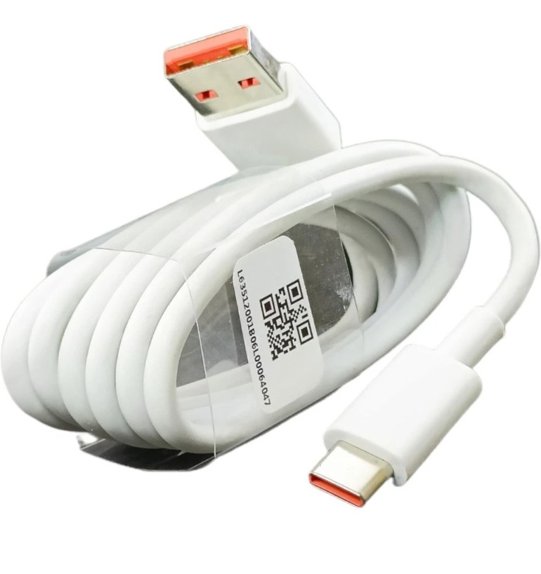 USB Type C Cable 6 A 1.01 m original 33W/67W/120W TURBO SONIC CHARGE FAST CHARGER CABL (Compatible with XIAOMI/REDMI/POCO, REDMI 10/10PRO/10PRO MAX/POCO M2 PRO, White, One Cable)