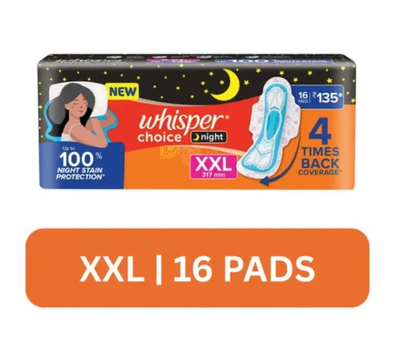 Whisper Choice Nights  XXL For Women Sanitary Pad (Pack of 16)