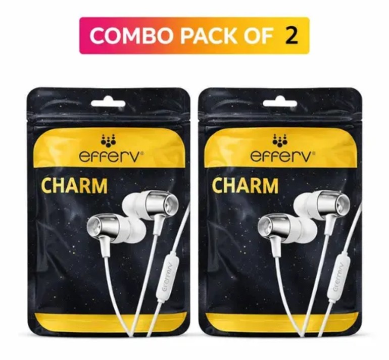  Charm Wired Earphone with Mic | 3.5mm Jack | Clear Bass | Combo Pack of 2