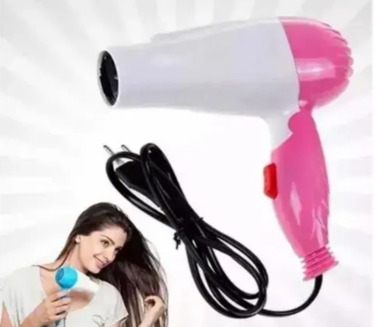 290 Professional Electric Foldable  Hair Dryer With 2 Speed Control  1000 Watts - Pink And White