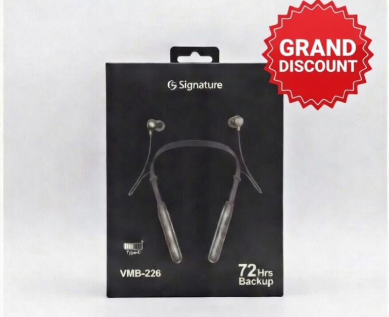 Signature Neckband Bluetooth Earbuds VMB-226 –Up to 8Hr Battery Backup, Magnetic Earbuds, Type-C, Noise Cancelling Mic