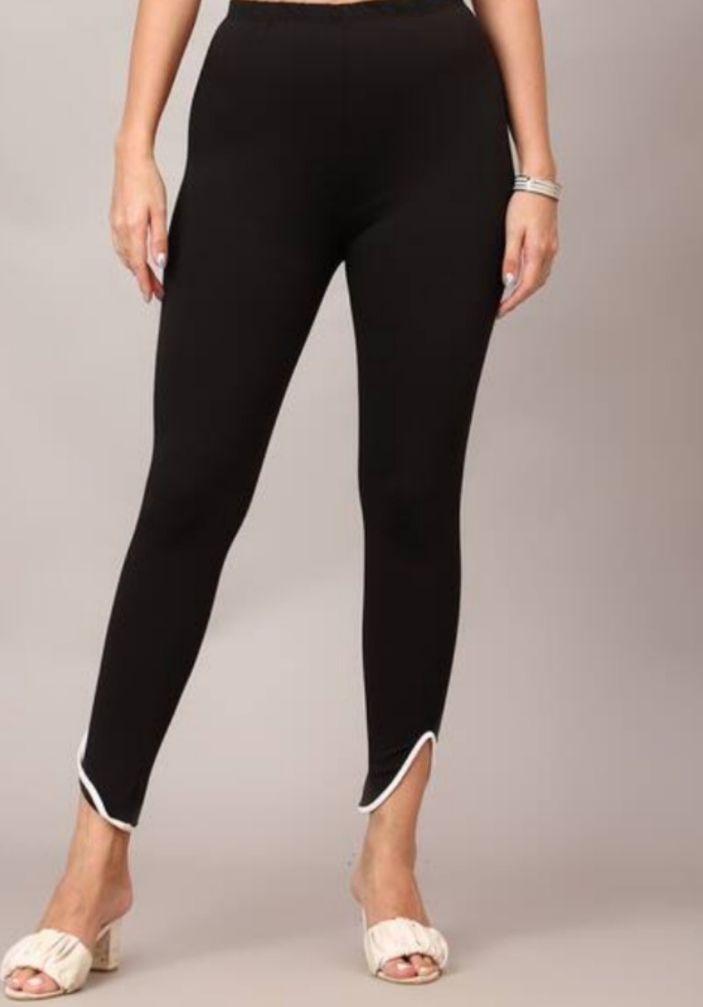 Shein Contrast Trim Ankle Slit High Rise Cigarette Pants